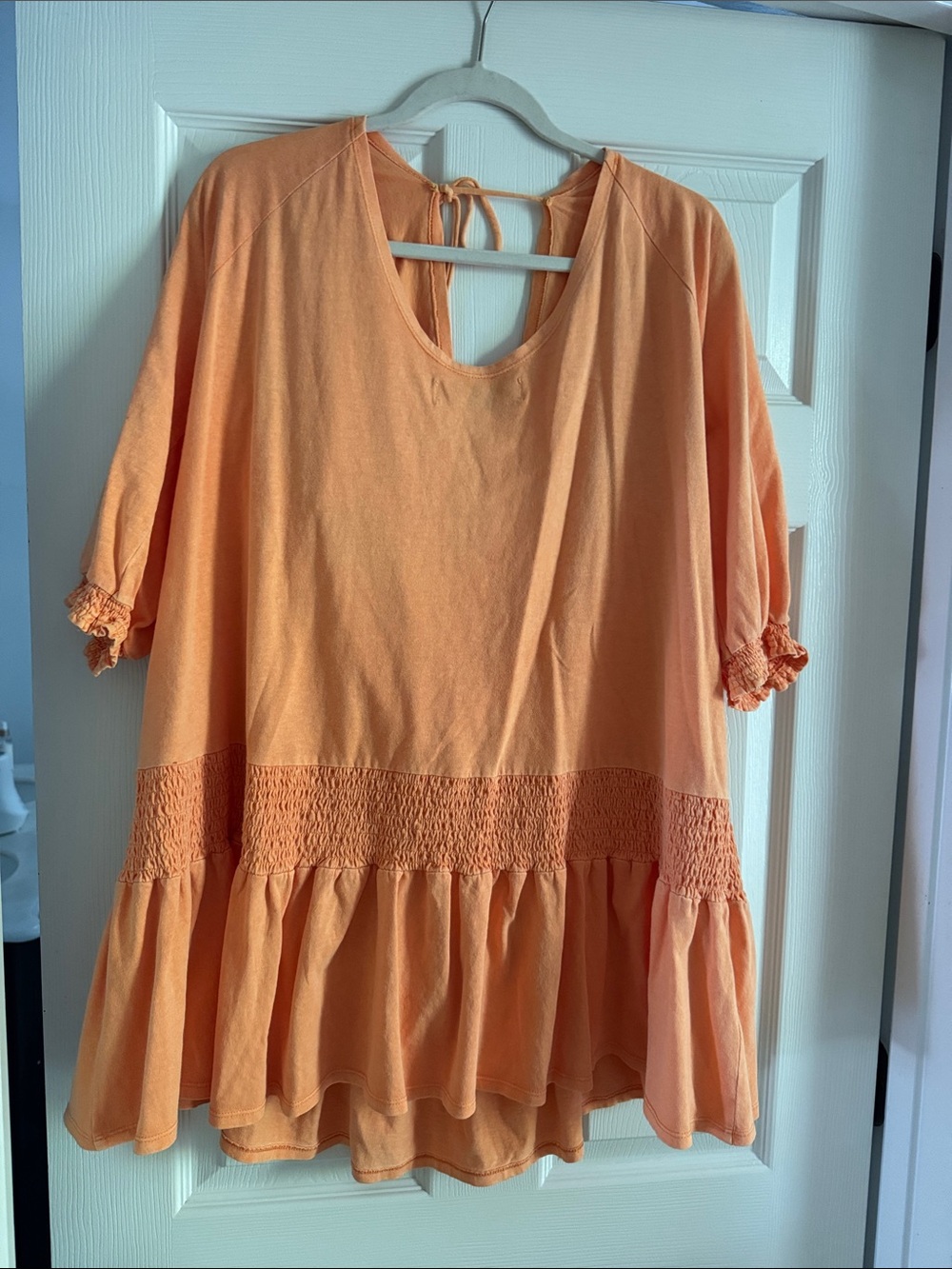 FP Beach Women’s Orange Smocked Tiered Peasant Top- S